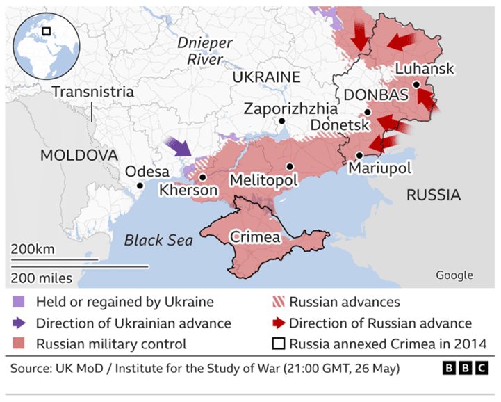 Carte Ukraine engrenage Russie - BBC News