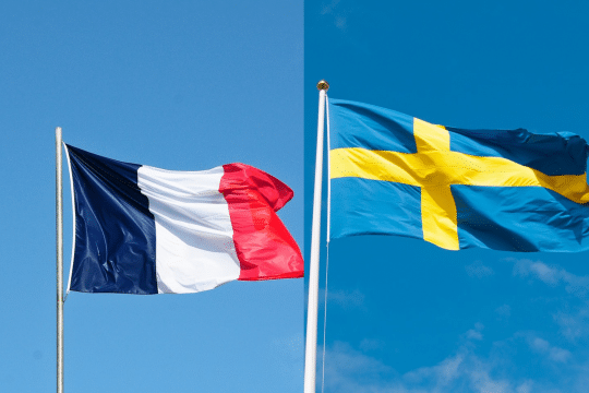 Image des drapeaux français et suédois