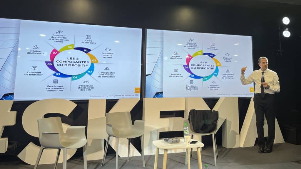 Emmanuel Dupic presenting corporate compliance practices.